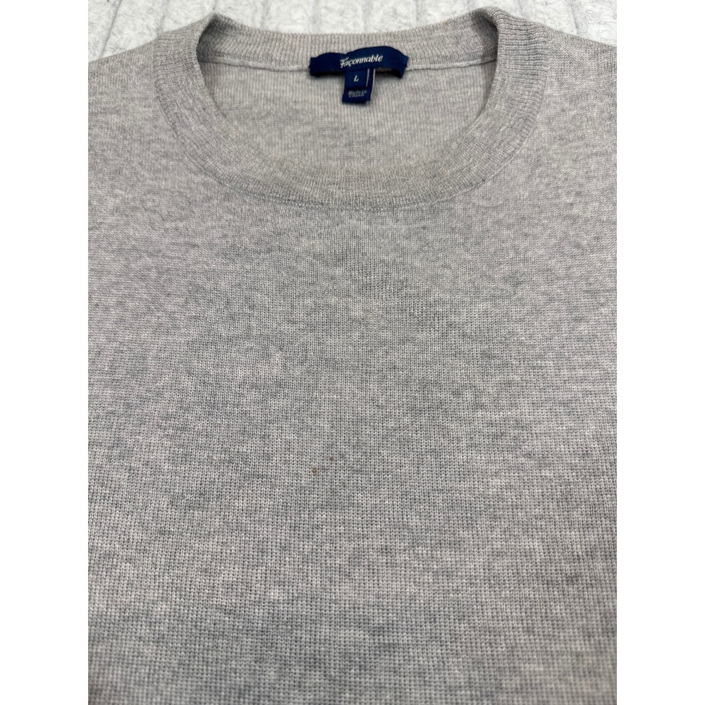 Faconnable Mens Grey 100% Wool Crewneck Sweater Large RN125990